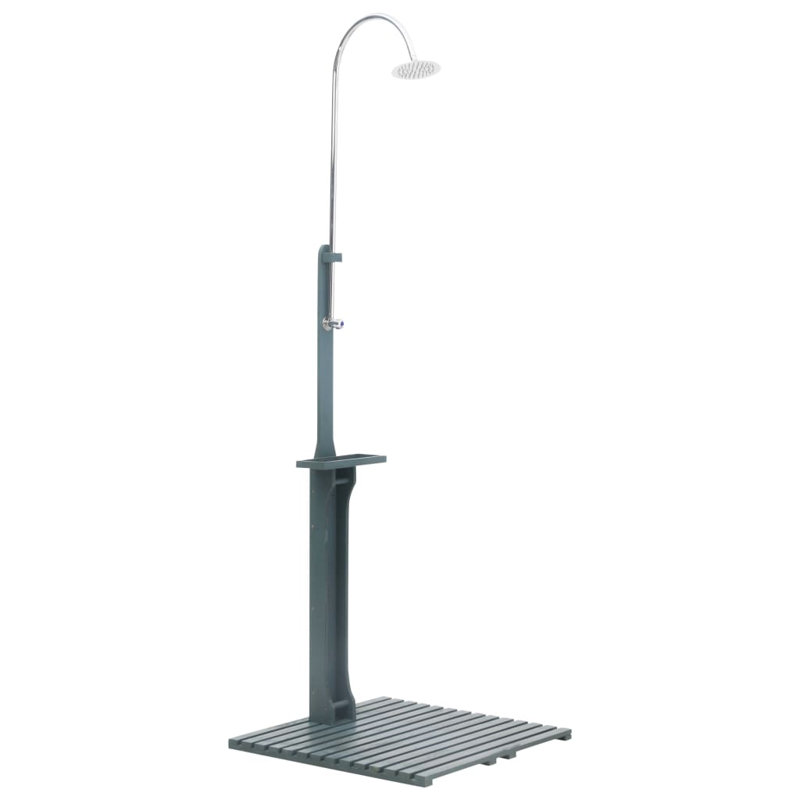 87" H Stainless Steel Free Standing Outdoor Shower with Detachable Shower Head, Anthracite