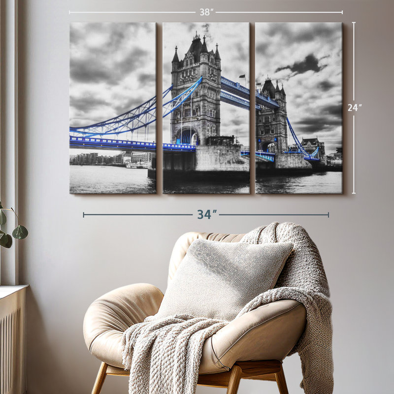 «London Tower Bridge Pop», 3 pièces, H 24 po x l 38 po