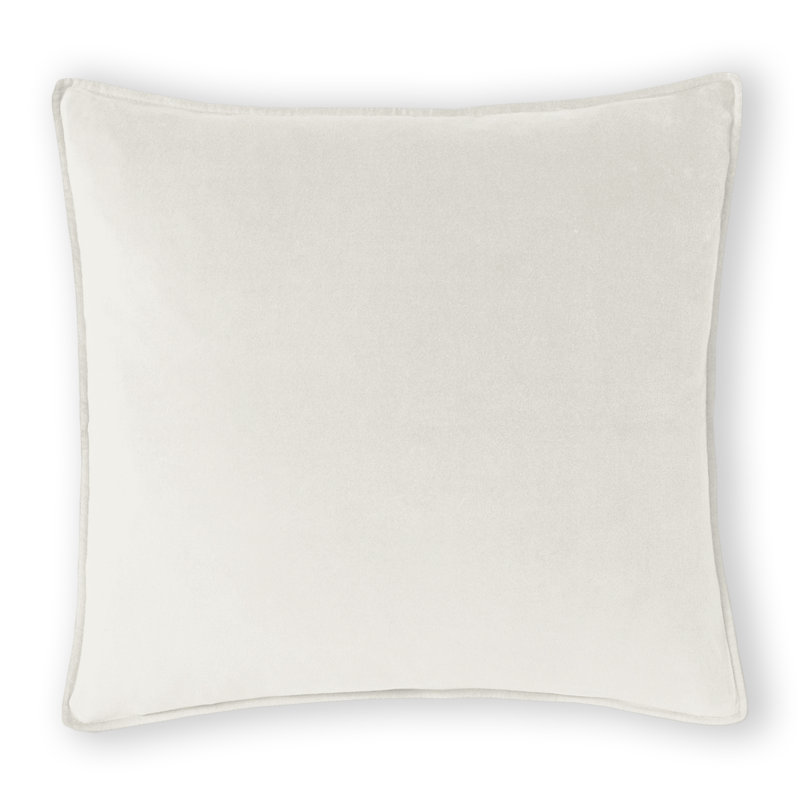 Alla Square Velvet Pillow Cover & Insert, Ivory, 24'' x 24''