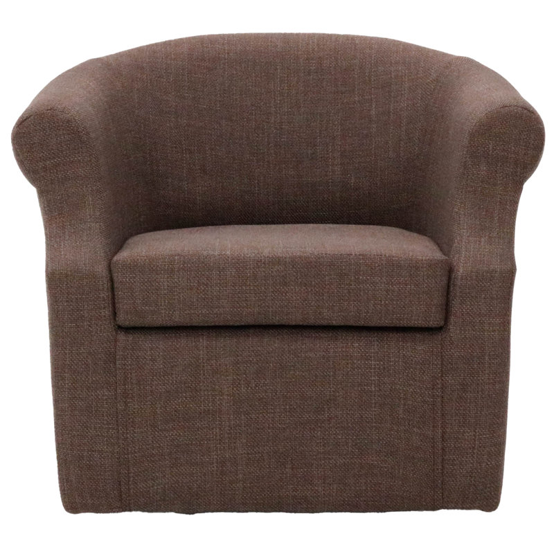 Fauteuil demi-tonneau pivotant l 3,5 po Buril, Brown Polyester Blend