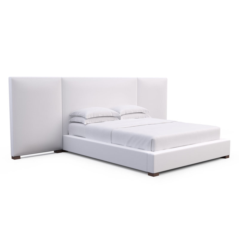 Upholstered Bed, Vintage Leather Blanc, King, Weathered