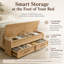 Lit plateforme avec rangement en bois avec 2 tiroirs et 2 compartiments de rangement au pied du lit-125974006-125974007