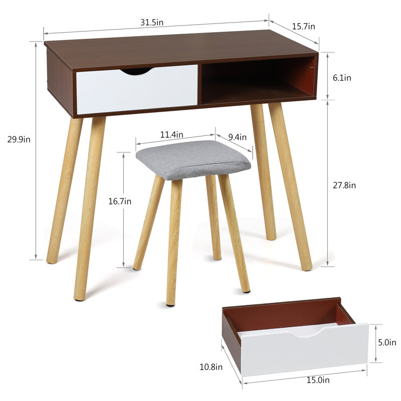 Dava Writing Desk, Dark Natural Wood
