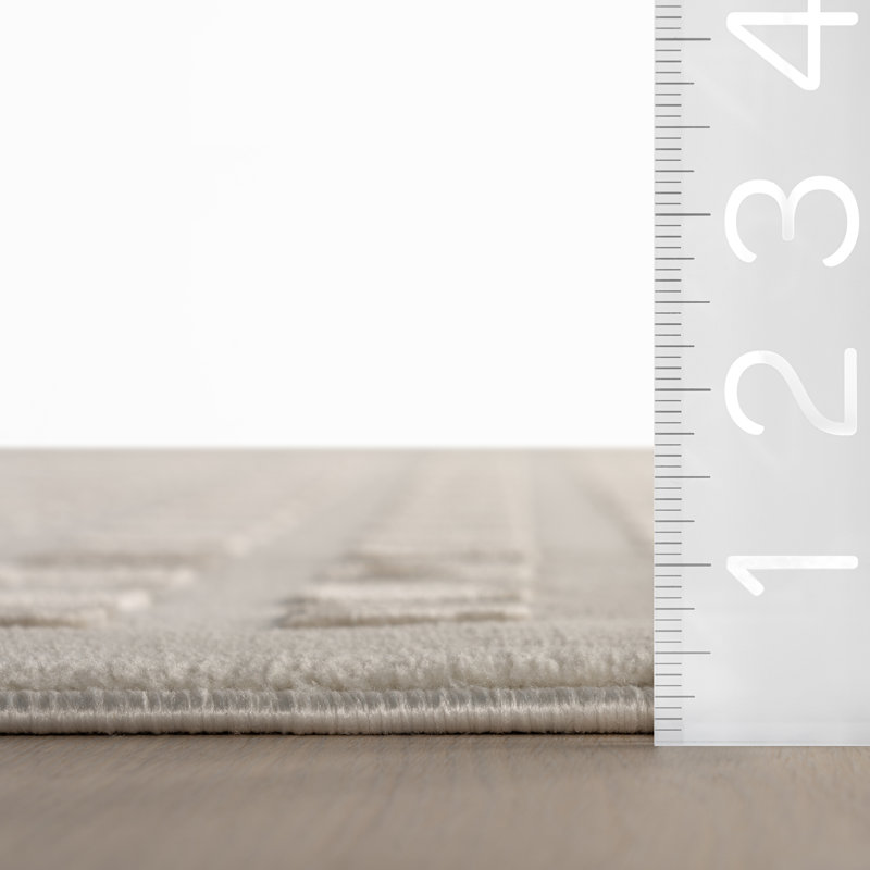  Tapis à carreaux lavable à la machine Daleyza, Ivory, Rectangle 6'7" x 9'