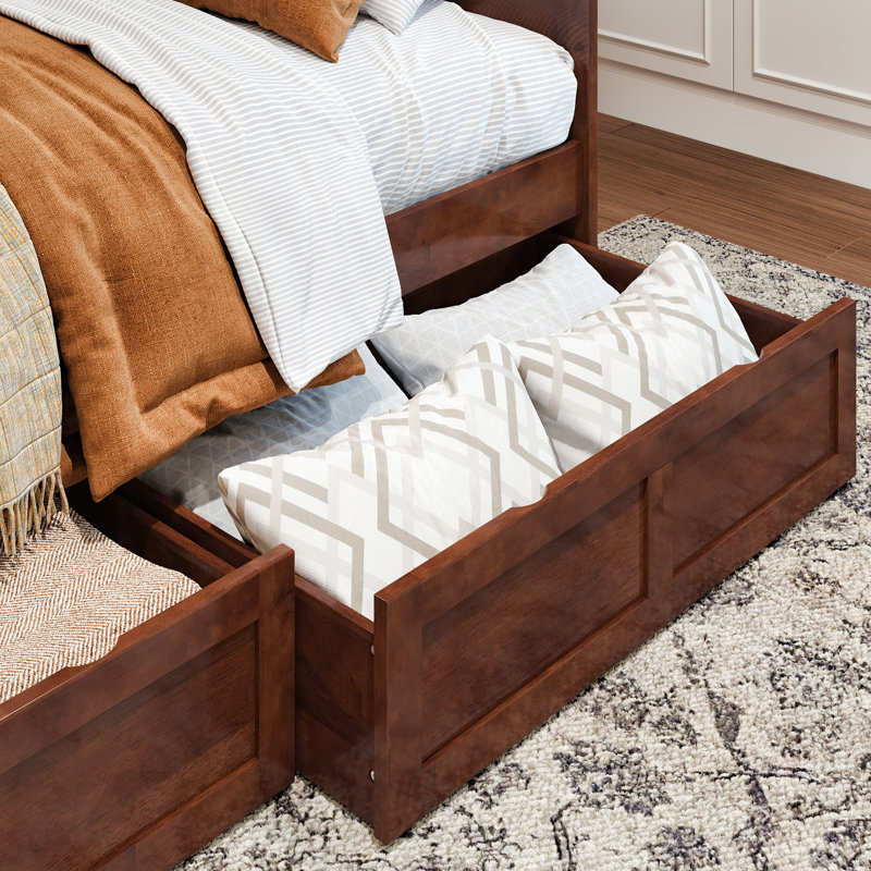 Tiroirs de rangement sous le lit, Noyer, Simple/double