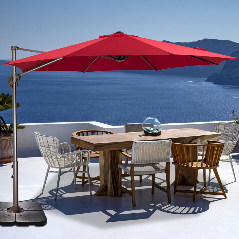 Parasol en porte-à-faux 120 po, Polyester rouge