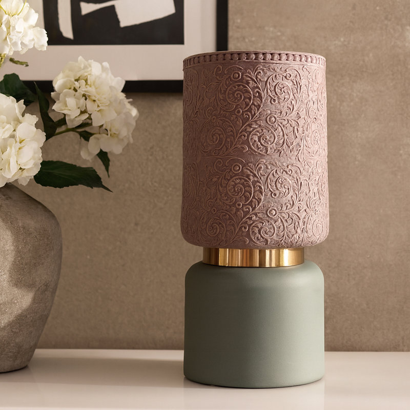 Vase en céramique blanche embossée élégante Elegant, Rose
