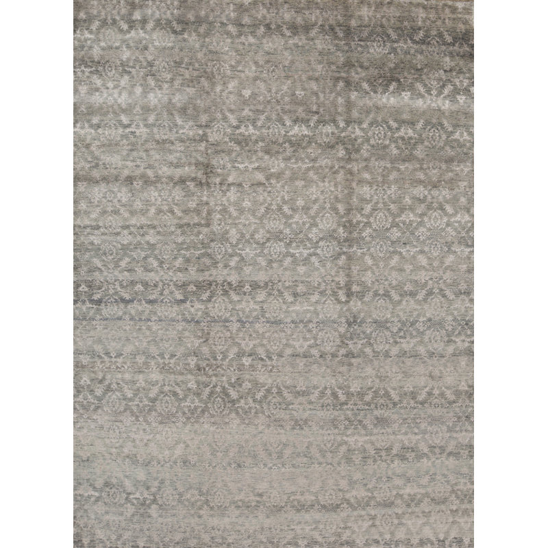 Cotton Abstract Area Rug in Gray