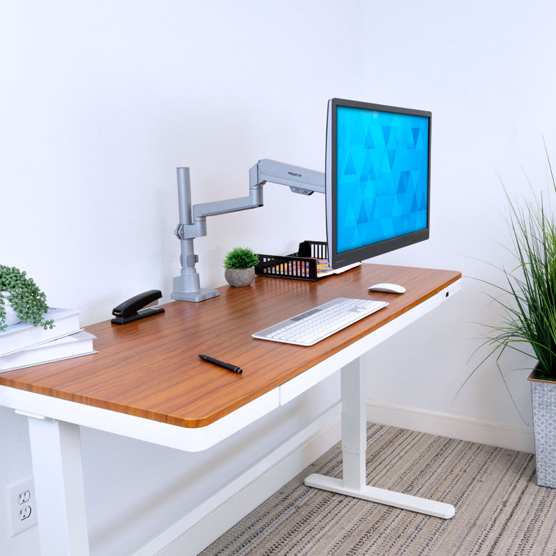 Mount-it Silver Motorized Adjustable Multi Screen Desk Mount for 23" Monitor Screen Holds up to 19.8lbs