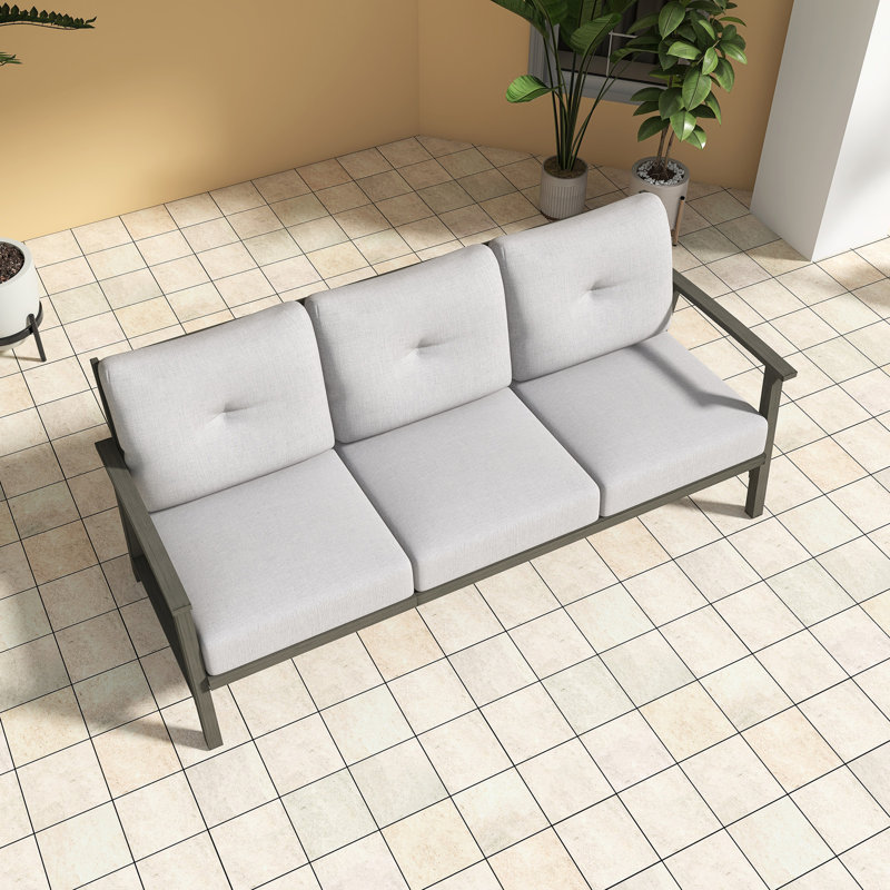 3-Seating Aluminum Frame Garden Sofas, Dark Gray
