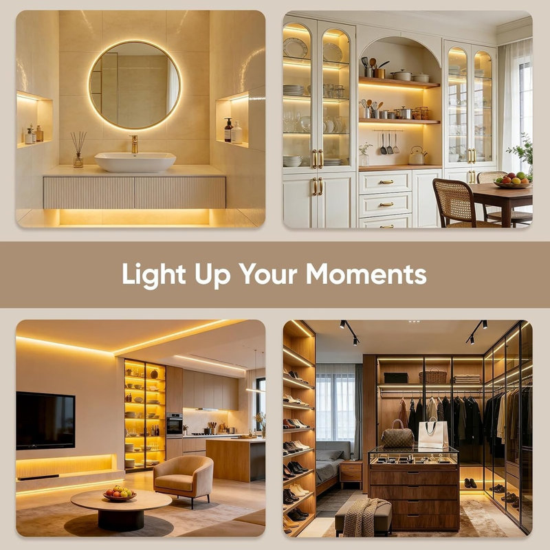 32.8ft 24V Smart COB LED Strip Light, Tunable White 2700K-6500K, Alexa & Google Voice Control, App & Remote, CRI 90+, Dot-Free Under Cabinet Lighting