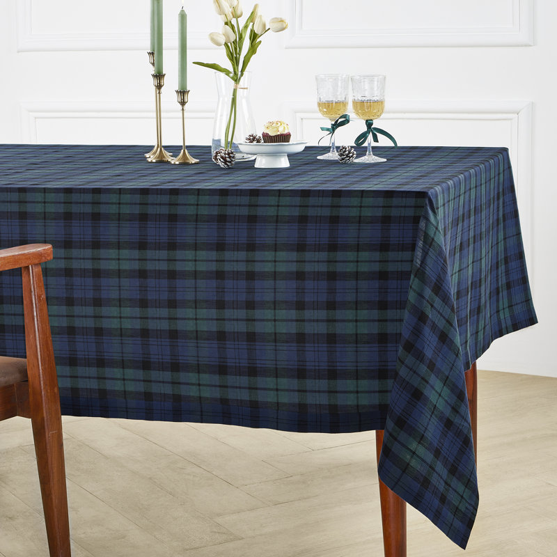 Blackwatch Plaid - 100% Pure Linen Tablecloth, 108" x 60"