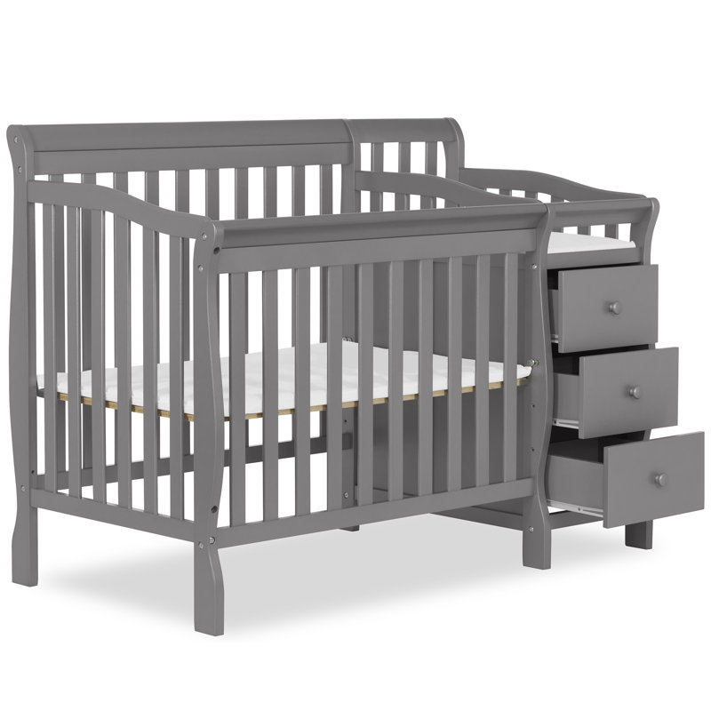 Storm Gray 4-in-1 Mini Convertible Crib with Changer
