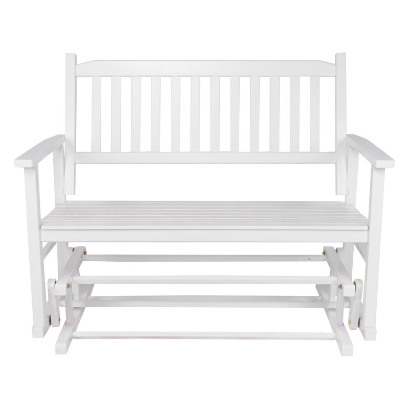 White Cedar Wood Outdoor Glider Loveseat Bench