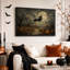 «Witch Flying Over Autumn Pumpkin Patch Under Full Halloween», art mural sur toile-73004204