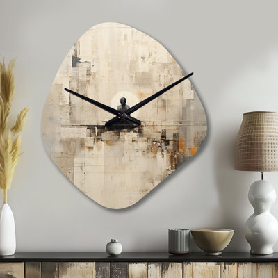 abstract blue and white yoga mediation - Unique Shape Yoga Metal Wall Clock, Asymmetrical Metal Clock Print