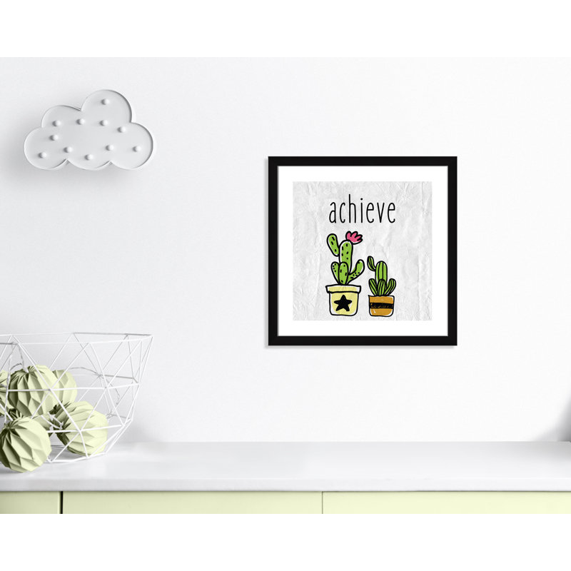 Impression sur papier Cacti C, Encadré plat noir, H 22,5 po x l 22,5 po x P 0,6 po