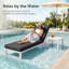 Chaise longue d'extérieur en aluminium avec table d'appoint et coussins, inclinable réglable antirouille pour patio, piscine, terrasse-1809523785