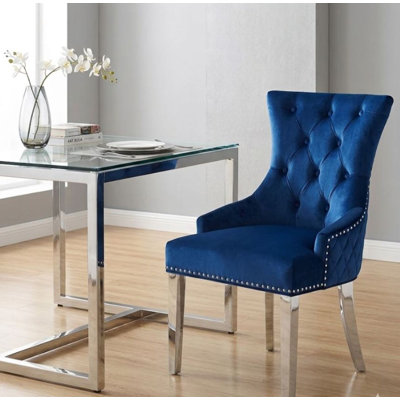 Chaise parsons capitonnée en velours