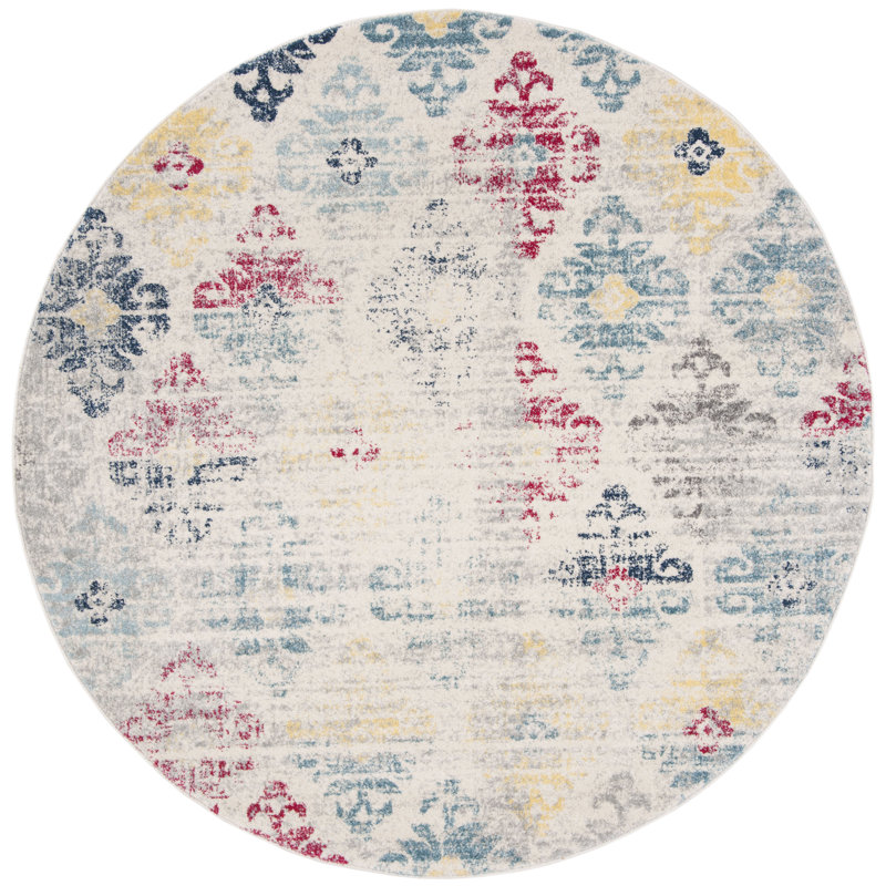 Gutierez Performance Damask Rug, Round 6'7"