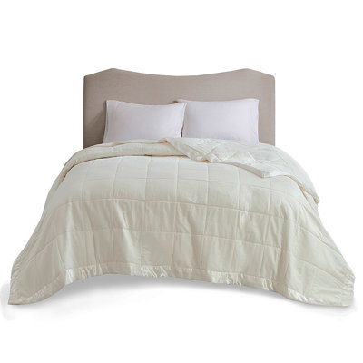 Lightweight Blanket With Satin Trim