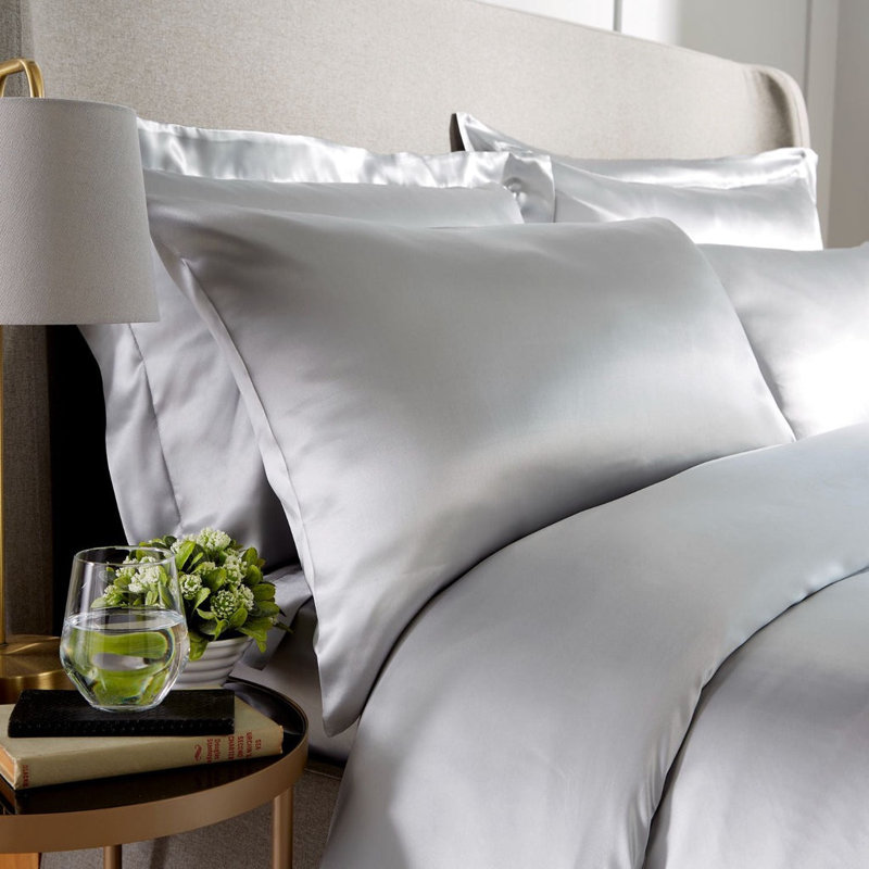 100% Silk Standard Pillowcases Pair, Grey