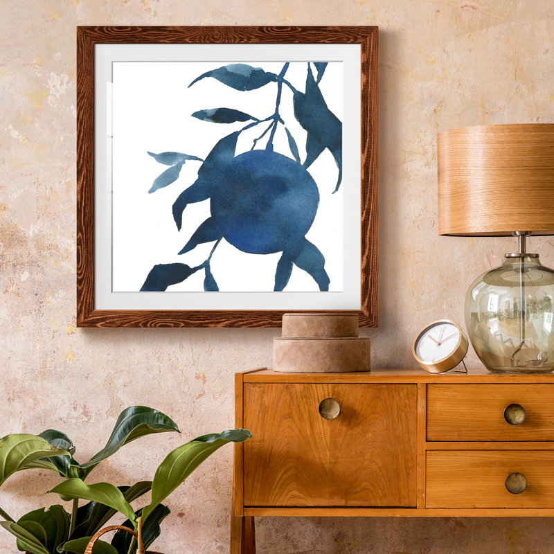 Indigo Oranges I-Premium, reproduction encadrée - prête à être accrochée, H 22,5 po x l 22,5 po x P 1,5 po, Blanc