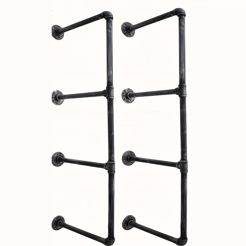 Multifunctional Bracket Bracket  Iron Wall-Mounted Bracket, Multi-Layer Partition Support Frame, Black Household Storage Rack Storage Shelf (With Mounting Screws)(4-Tier Shelf Brackets,Not Include Planks)
