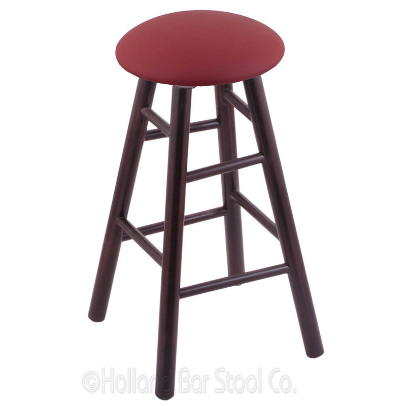Tabouret de bar pivotant de 24 po, Vinyle noir, Érable cerise foncé