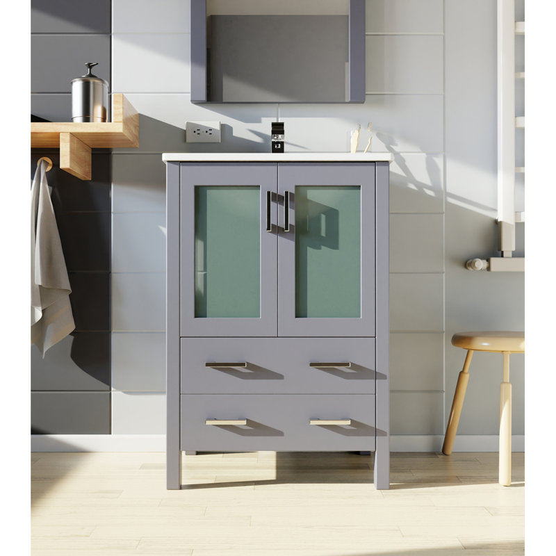 Dark Grey Bath Vanity 24 In. W X 18.25 In. D, Dark Grey, 24"