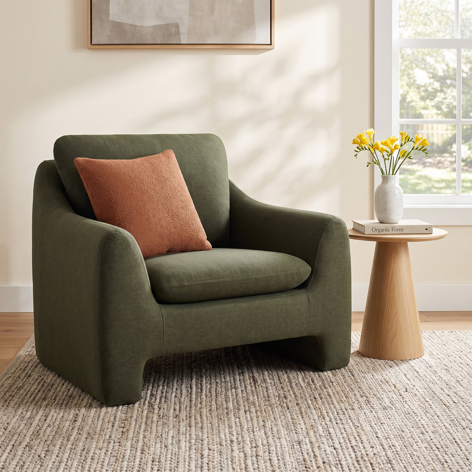 Elodie Pine Armchair, Vesper Forest Velvet