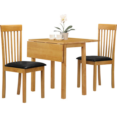 Petrolia 2 -Person Drop Leaf Rubberwood Solid Wood Dining Set