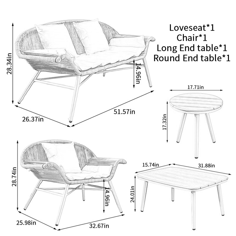 Ensemble de canapé simple en corde tissée imperméable pour l'extérieur