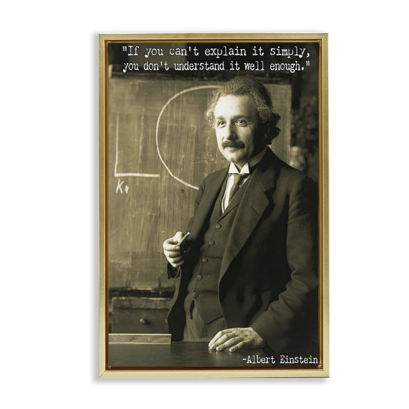  «Inspiring Einstein», citation encadrée sur toile flottante par Graffi * Tee Studios, Cadre flottant noir de jais
