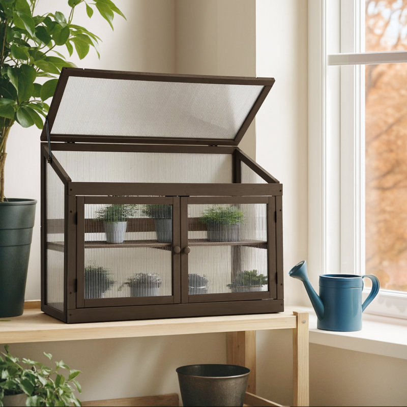 Serre de jardin à 2 niveaux en bois l 35,4 "x P 14,6", Brun