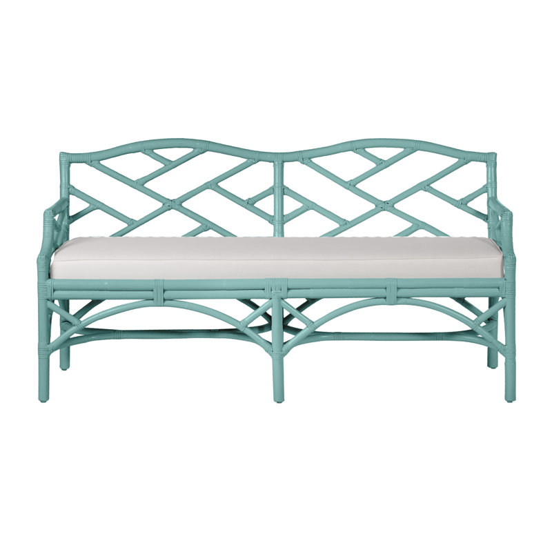 Chippendale Upholstered Bench, Turquoise