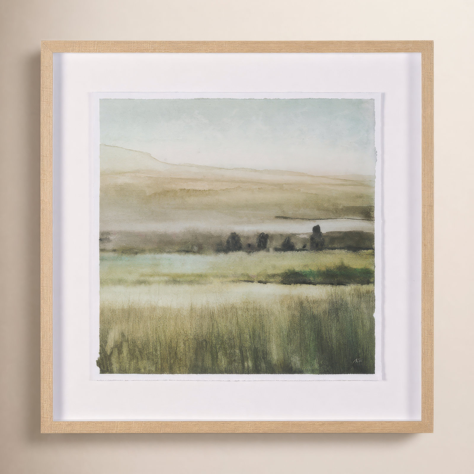Rolling Fields I Hand-Embellished Print, Rolling Fields II, Brown, 31.5" H x 31.5" W x 1.6" D