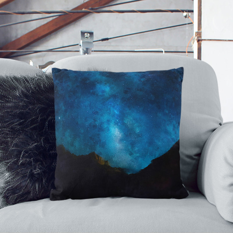 Stars Above Zion National Park in Abstract Cushion with Filling, 55cm H x 55cm W x 20cm D, Irovy/Blue