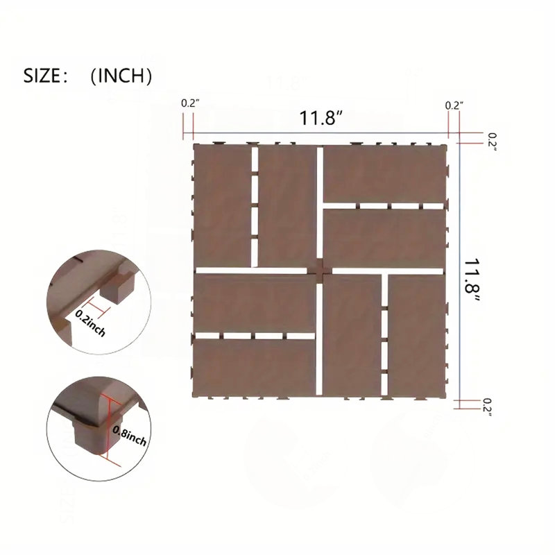 Carreaux de terrasse en plastique emboîtables