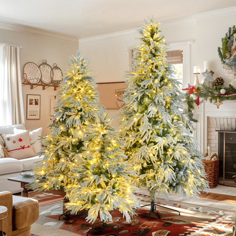 Arbre de Noël - 4 pi, 6 pi, 7,5 pi avec apparence enneigée et 800 modes colorés, 8 modes de clignotement pour une ambiance festive joyeuse