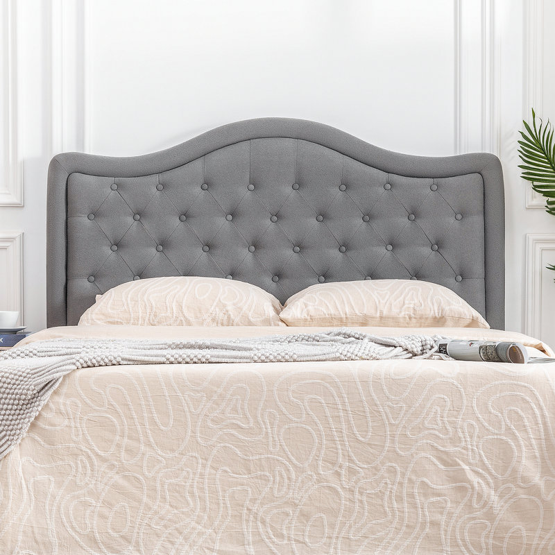 64-Inch Upholstered Tufted Headboard, Gray