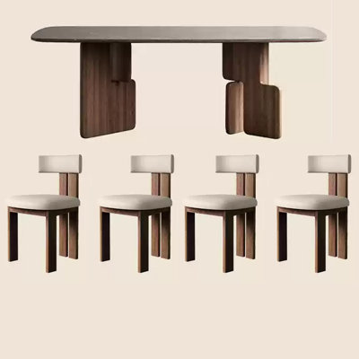 French retro rock slab table and chair combination