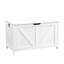 Banc blanc pour hall d'entrée, assemblage facile, grand intérieur, poignée en forme de U, support de rangement spacieux de 300 lb, attrait rétro, 2 charnières, option multi-usage rapide-1661114739