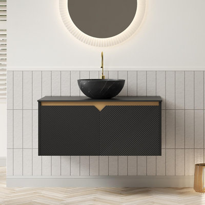 Meuble-lavabo artistique avec symétrie diagonale