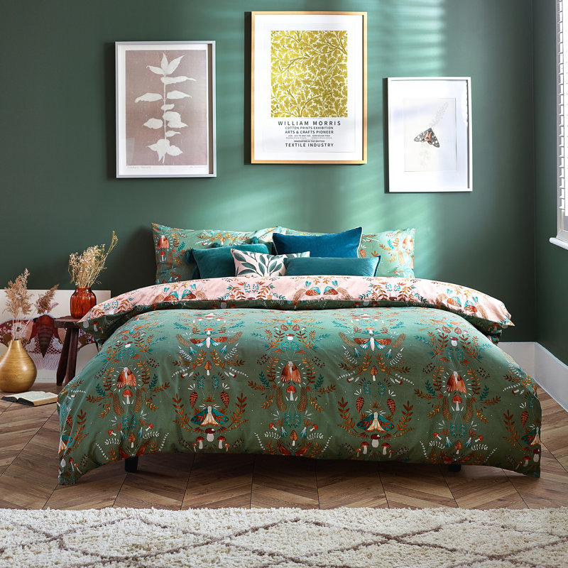 Luna Cotton Blend Floral Duvet Cover Set with Pillowcases, Single Duvet Cover + 1 Standard Pillowcase