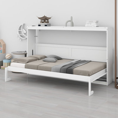 Lit escamotable moderne pliant latéral avec éclairage DEL sous le lit et prise USB intégrée, conception peu encombrante