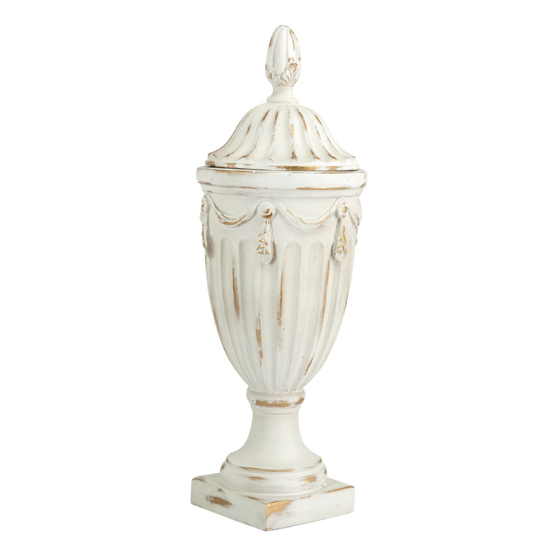 Vase piédestal avec couvercle - 8,5 x 8,5 x 17 po