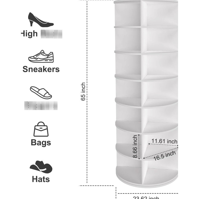 Range-chaussures rotatif 7 360 blanc