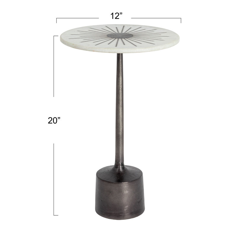 Table à martini Vivian Luxe en aluminium et marbre, noir, Noir, H 19,75 po x l 12 po x P 12 po