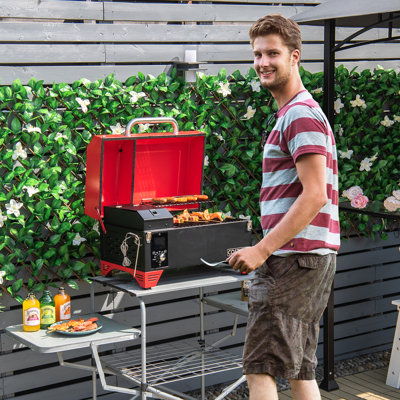 Barbecue au charbon en baril avec fumoir 24 po Costway